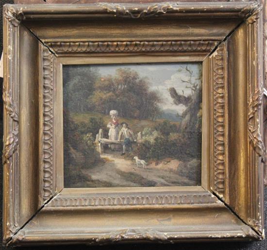 18th century English School Figures in landscapes, 6 x 6.5in.